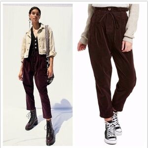 Free People velvet/corduroy “paper bag” trousers